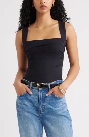 Open Edit Ruched Square Neck Tank | Nordstrom | Nordstrom
