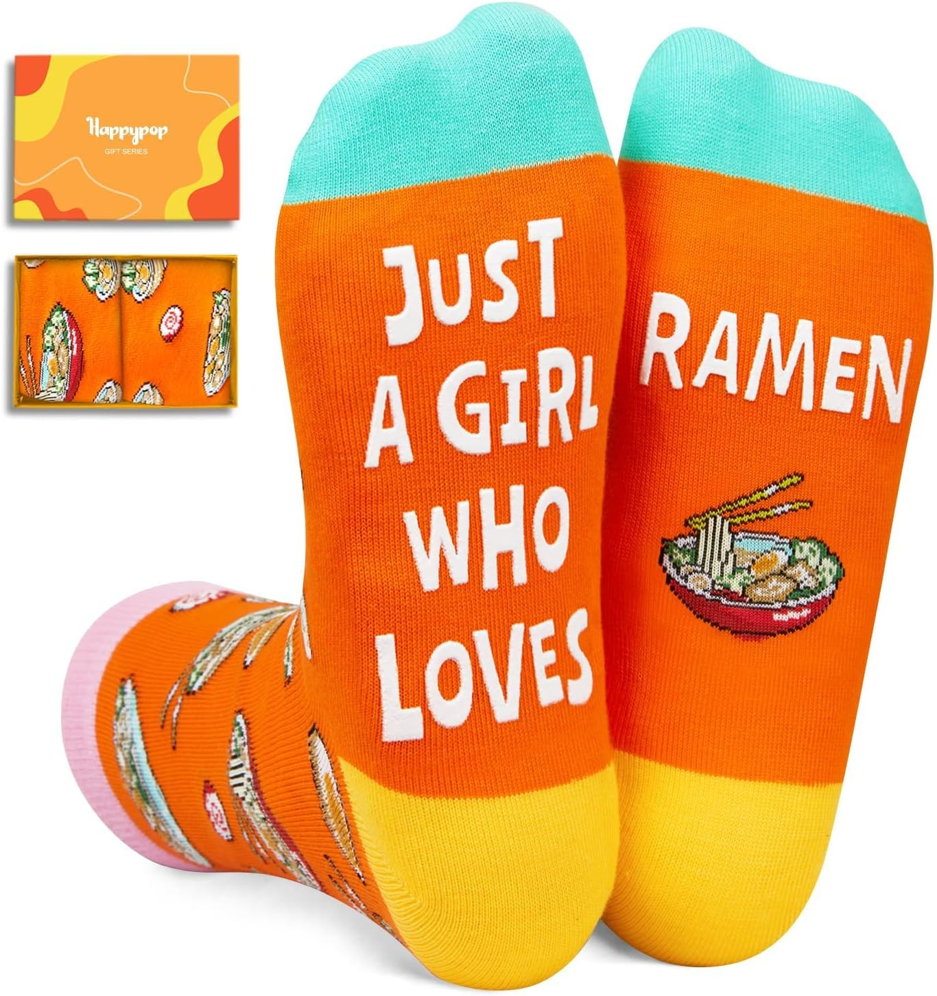 HAPPYPOP Food Socks for Women - Funny Popcorn Pizza Ramen Ice Cream Gifts for Teen Girls | Amazon (US)