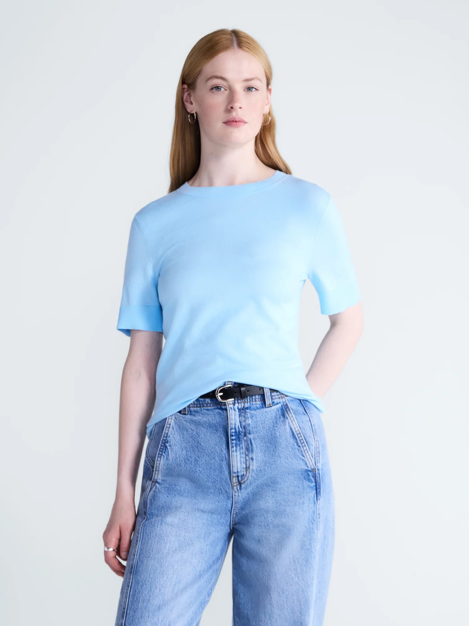 Free Assembly Women's Cozy Yarn Sweater Tee with Short Sleeves, Sizes XS-XXL | Walmart (US)