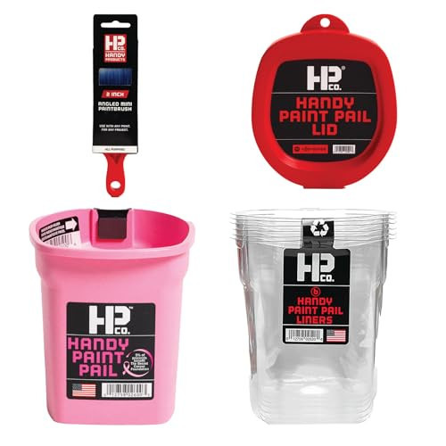 Handy Paint Pink Pail Kit- Includes Handy Paint Pail, 6 Disposable Liners, Snap-On Lid & 2" Angled Mini-Brush-Perfect for Trim, Cut-ins, and Small Painting Project (Pink) | Amazon (US)