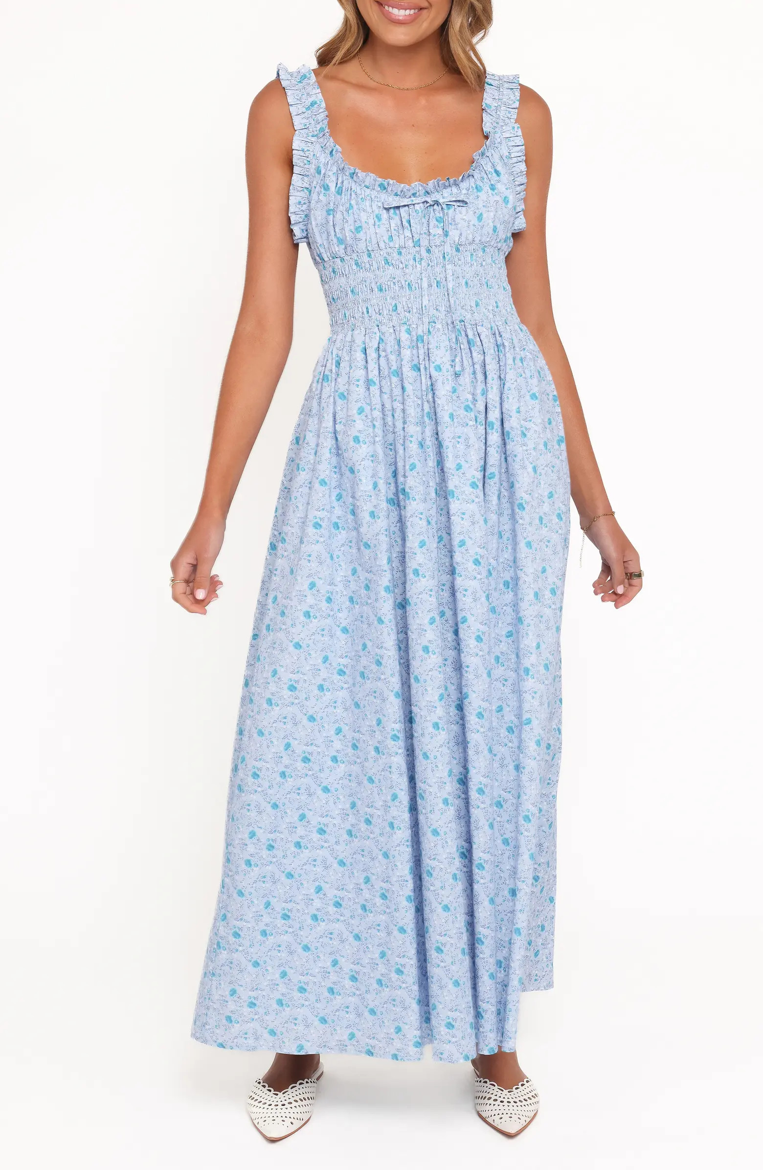 Marlena Ditsy Floral Smocked Midi Dress | Nordstrom