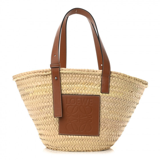 LOEWE Raffia Basket Tote Bag Natural Tan | Fashionphile