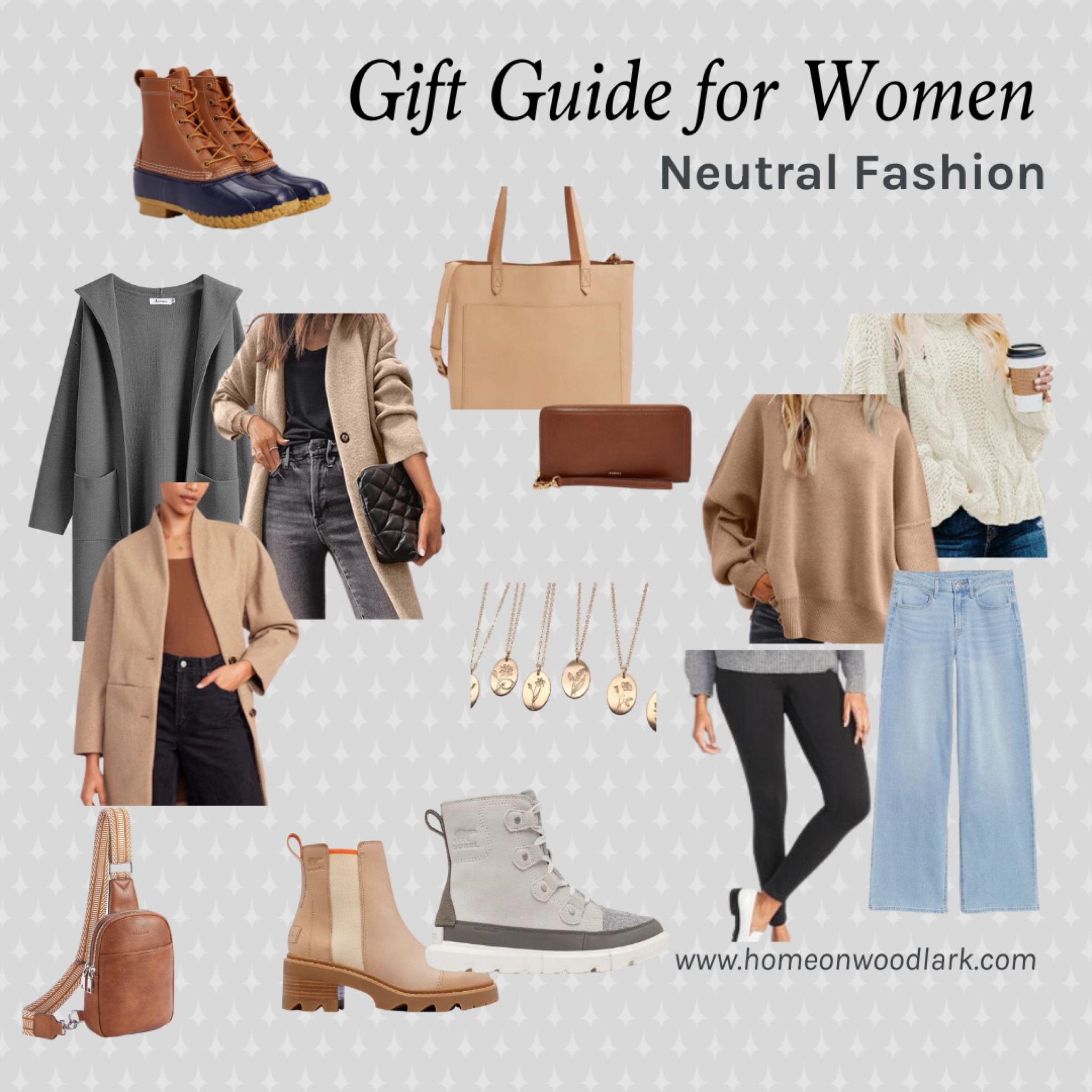 Gift guide for women who love a casual neutral style.  

Wide leg jeans.  Neutral sweaters.  Sorel boots.  Leather purse.  Leather sling bag.  Neutral sweater coat.  Gold necklace.  Fleece lined leggings.  

#LTKCyberWeek #LTKover40 #LTKGiftGuide