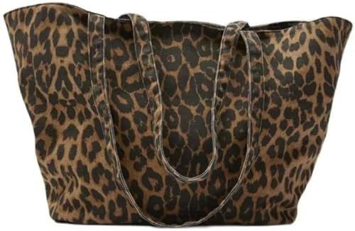 OCUH Oversized Leopard Prints Shoulder Bags for Women Deformable Canvas Large Capacity Shopping T... | Amazon (US)