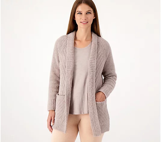 Barefoot Dreams CozyChic Directional Ribbed Cardigan - QVC.com | QVC