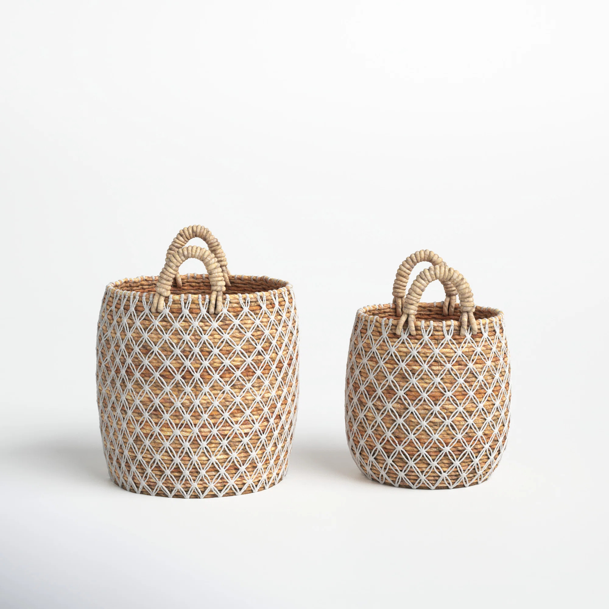 Banana Leaf Handmade String Detail Decorative and Functional Storage Basket with Handles | Wayfair North America