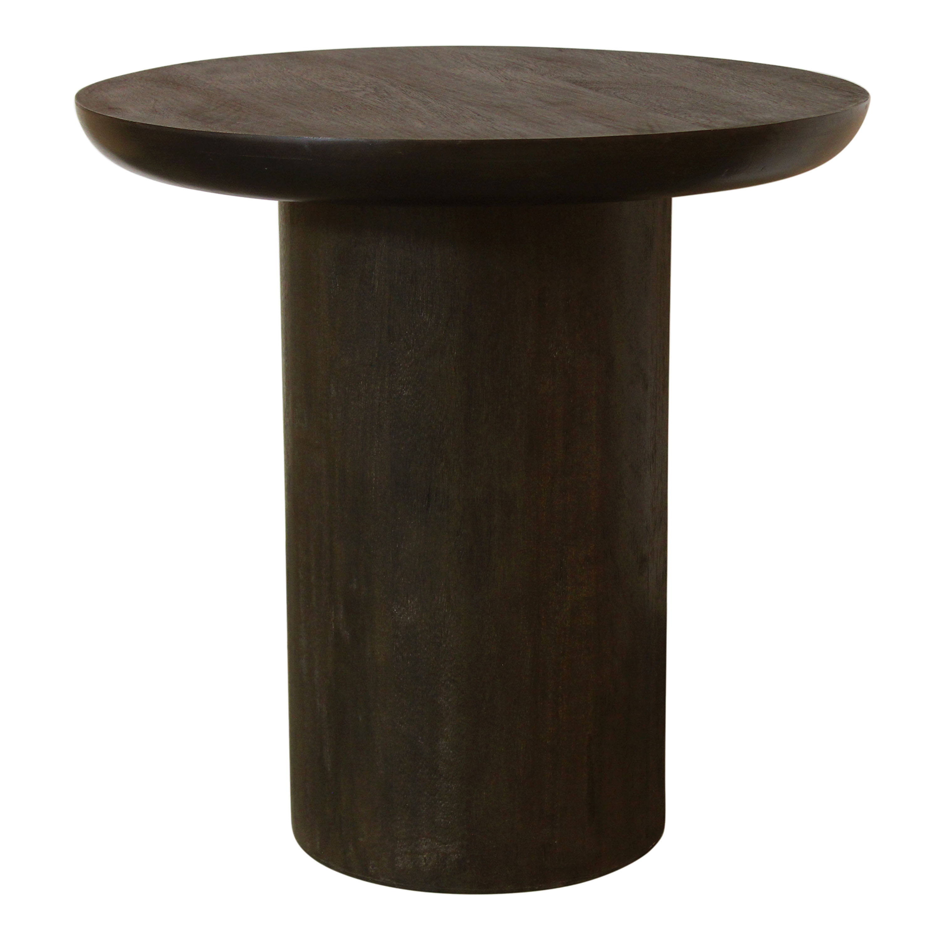 Pranav Round Deep Forest Brown Cylindrical Pedestal Side Table | World Market