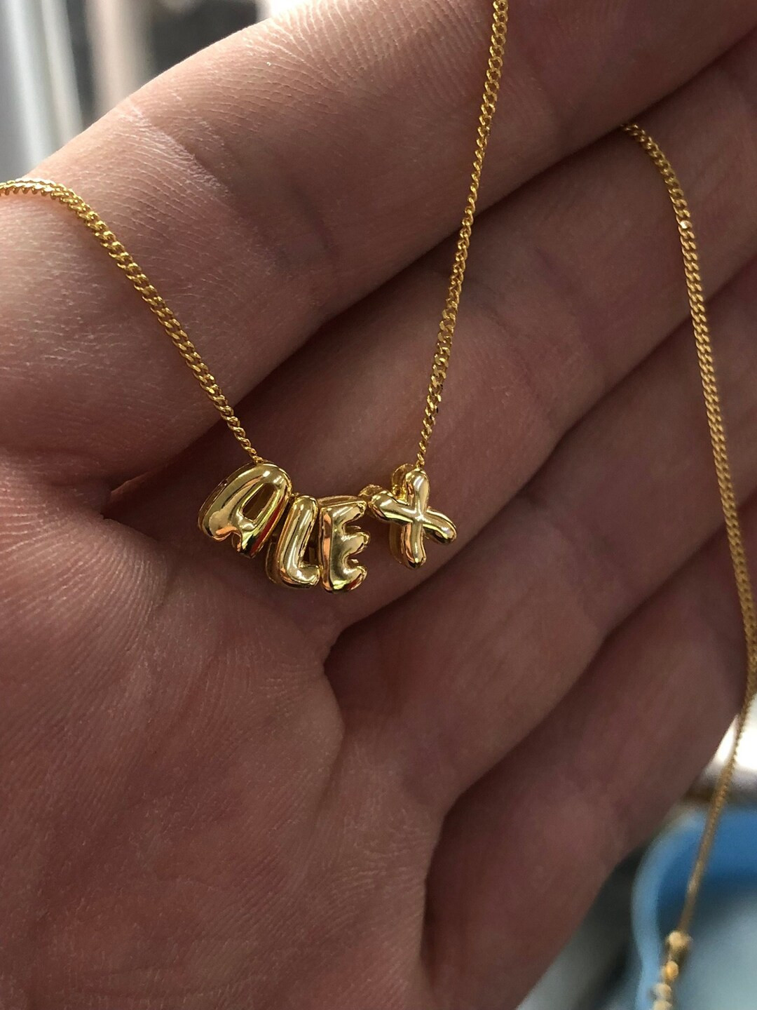 3D Letter Necklace Bubble Name Necklace Personalized Jewelry Sterling Silver Necklace Gift for Ch... | Etsy (US)