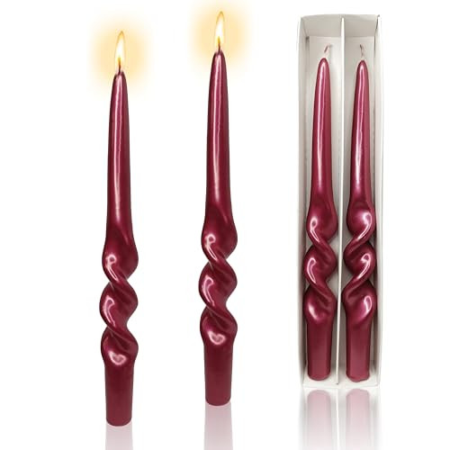 Red Candles Christmas Candle Unscented Taper Candles Spiral Candle Sticks 9.5 Inch Tall Metallic Twisted Tapered Candlesticks Smokeless Taper Christmas Candle Holiday Candle Winter Candle Gifts | Amazon (US)