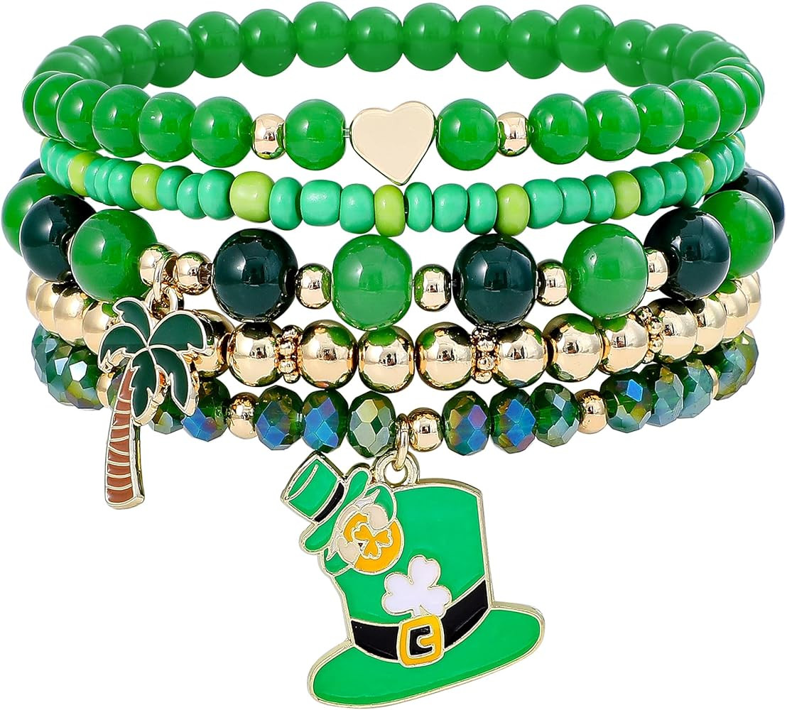 Summer Surfer Heishi Bracelet Set for Women Stackable Gold Plated Clay Ploymer Bead Stretch Pink ... | Amazon (US)