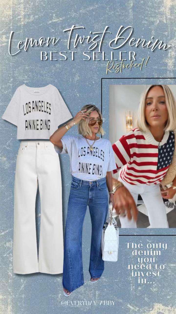 Viral denim restocked at Nordstrom and now comes in white! My most worn tee linked here too 🙌🙌🙌 snag this target 🇺🇸 sweater while you can!