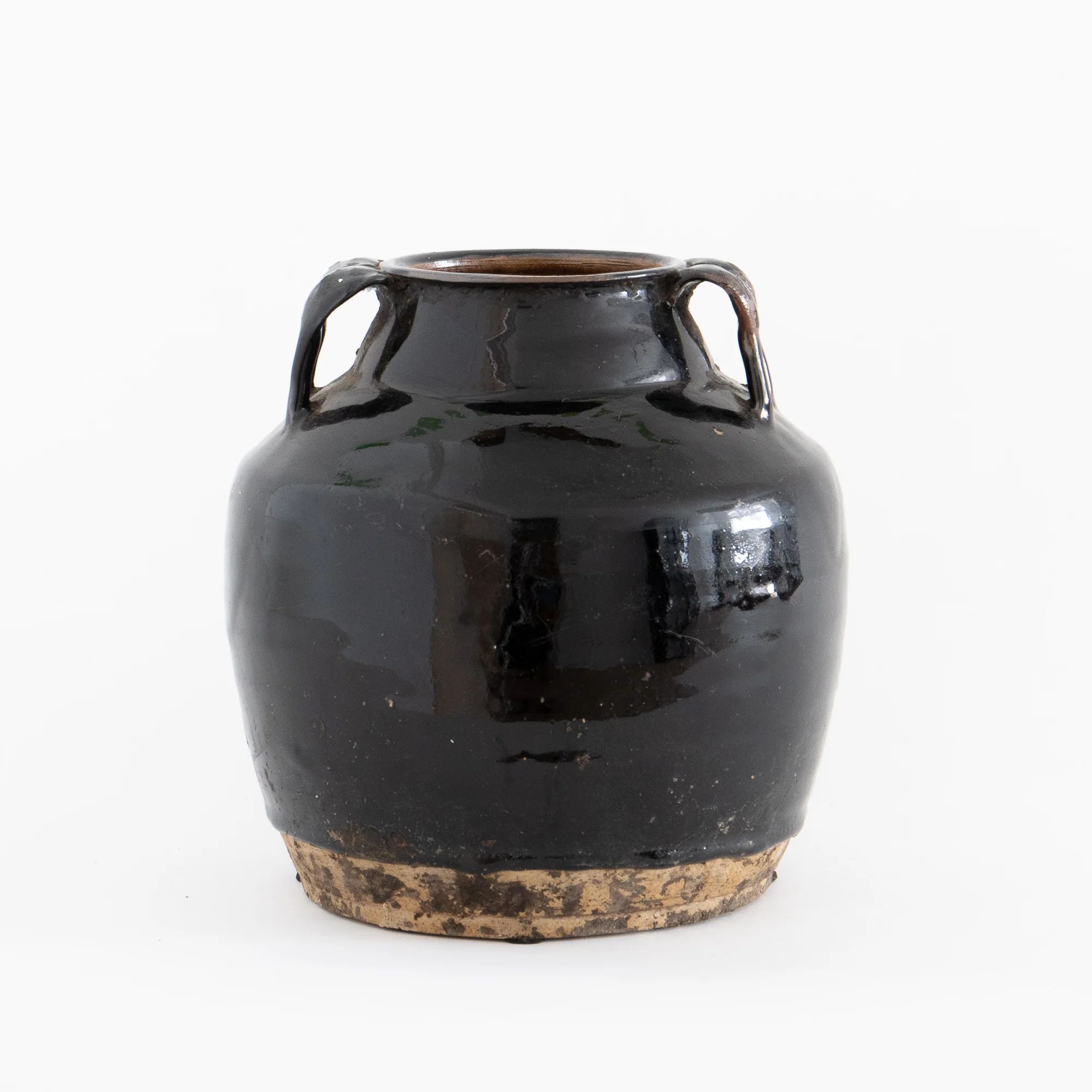 Vintage Black Jar With Handles | The Vintage Rug Shop