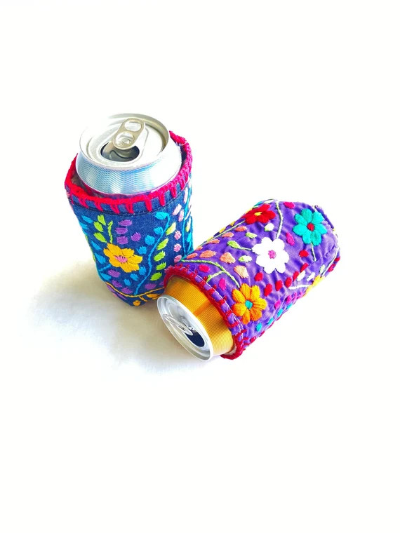 Mexican Embroidered Can Cooler Mexican Drink Sleeve Fiesta | Etsy | Etsy (US)