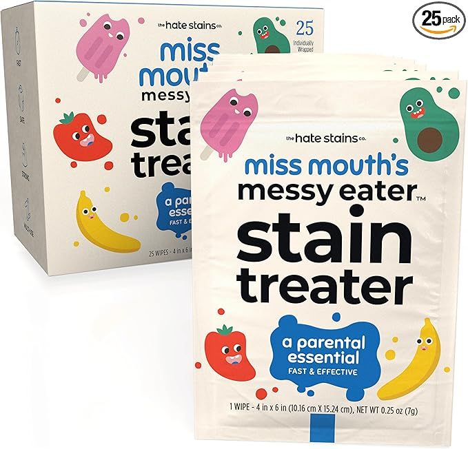 Miss Mouth's Messy Eater Stain Treater Wipes - 25 Pack Stain Remover - Newborn & Baby Essentials ... | Amazon (US)