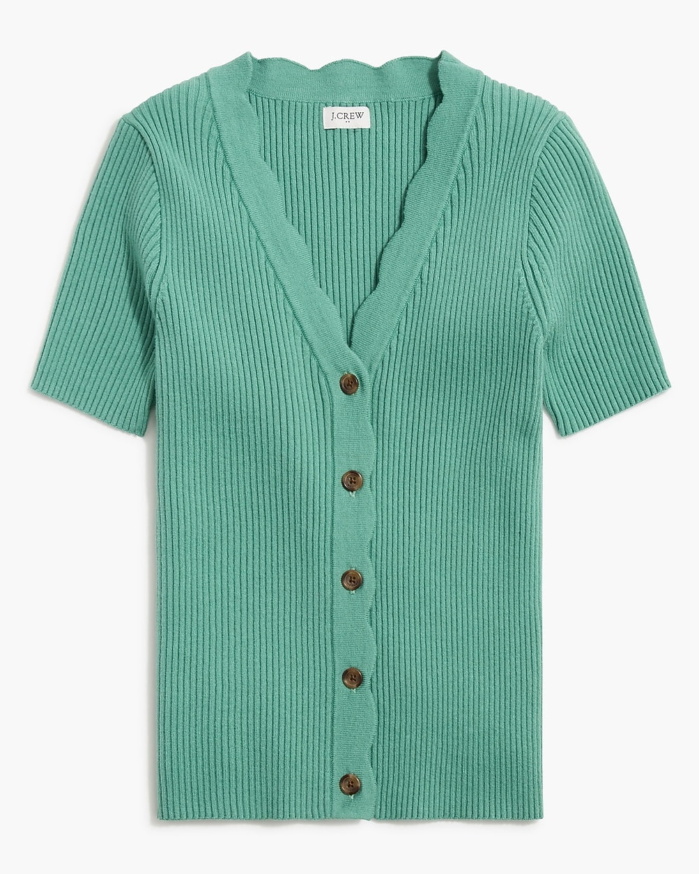 Short-sleeve cardigan sweater with scallop trim | J.Crew Factory