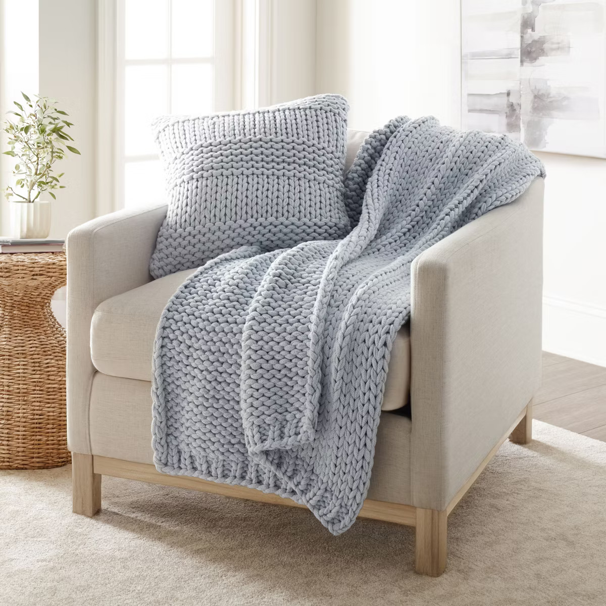 Chunky Knit Throw Blanket and Decor Pillow Bundle - Becky Cameron | Target