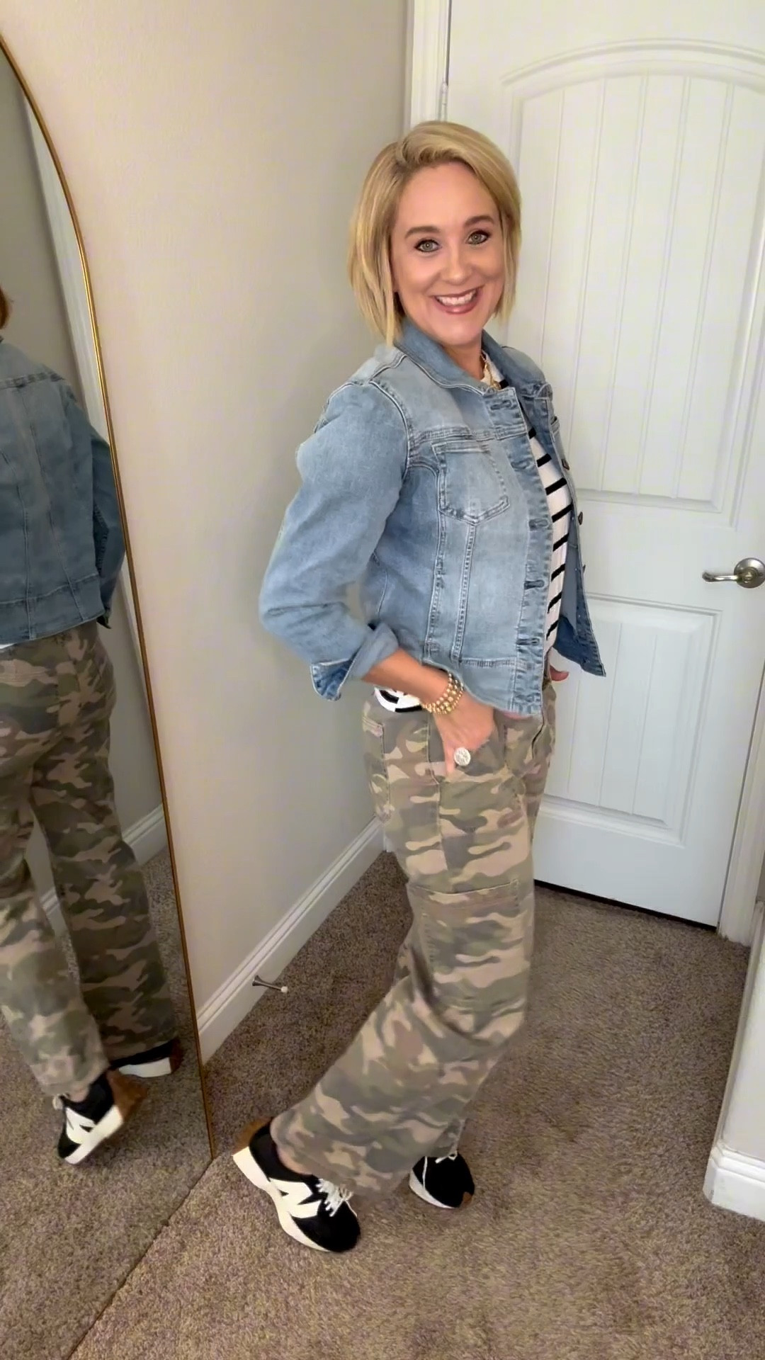 🤍 I have worn these pants for two seasons now and they are worn weekly! (Yall they are $16.98 🤯)

🛍️ Don’t be afraid to mix and match patterns (camo goes with anything IMO!) 
And this black and white top is a staple in my closet. No bra showing here 🙋🏼‍♀️

#ltkmom #texasmomma #CrossingGuardCloset #keepitsimple #keepitcute 

#LTKOver40 #LTKFindsUnder100 #LTKStyleTip