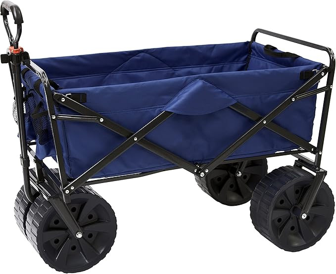 Mac Sports Heavy Duty Collapsible Folding All Terrain Utility Beach Wagon Cart, Blue/Black | Amazon (US)