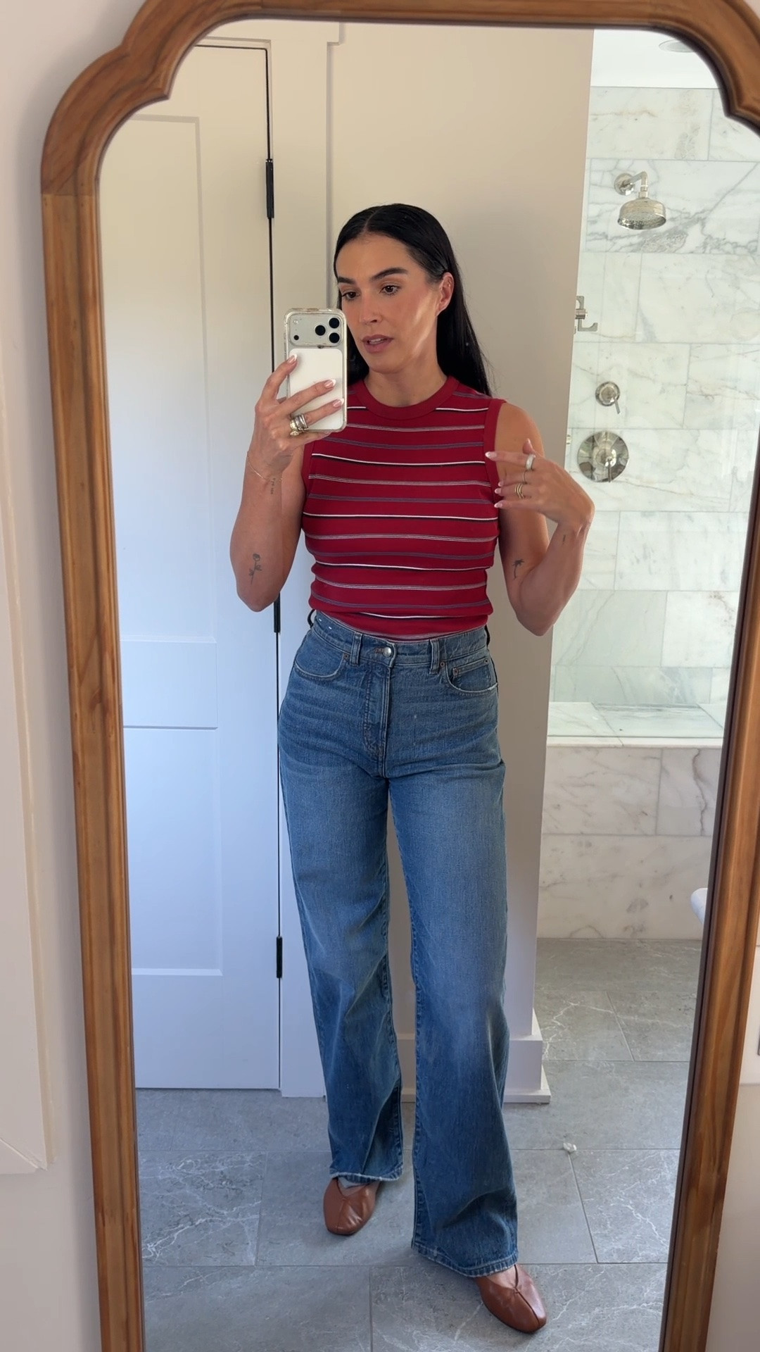 I’m 5’10 wearing a size medium in the top, size 27 tall in the jeans

#LTKootd #LTKTall #LTKSaleAlert