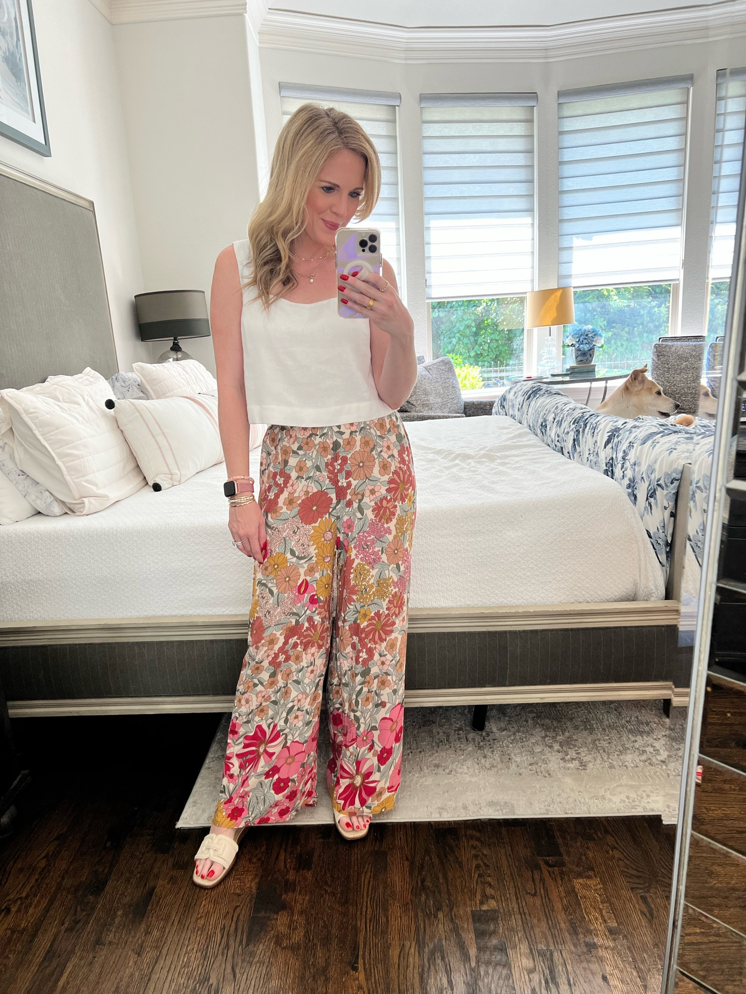 Casual summer outfit 
Cropped linen top 
Floral wide leg pants 
Nordstrom find 
Sam Edelman leather sandals 
Summer style 
Summer outfit 

#LTKSeasonal #LTKFindsUnder50 #LTKFindsUnder100