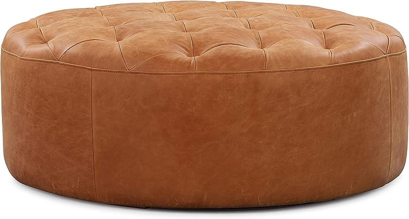 POLY & BARK Ascot Ottoman in Full-Grain Pure-Aniline Italian Tanned Leather in Cognac Tan | Amazon (US)