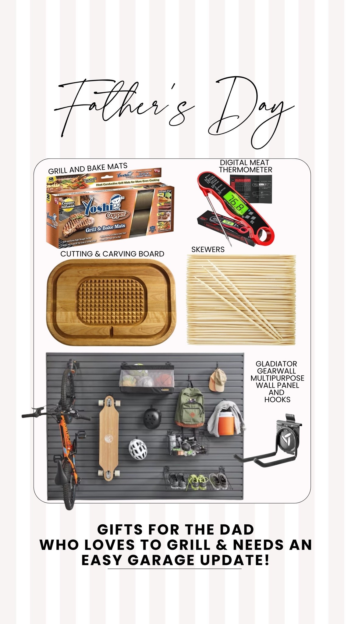 Father’s Day gifts for the dad who loves to grill and needs an easy garage update!!

#fathersday #garageorganization #grilling #carvingboard #grillingmats #giftsforhim #amazonfinds

#LTKfoodie #LTKHome #LTKMens