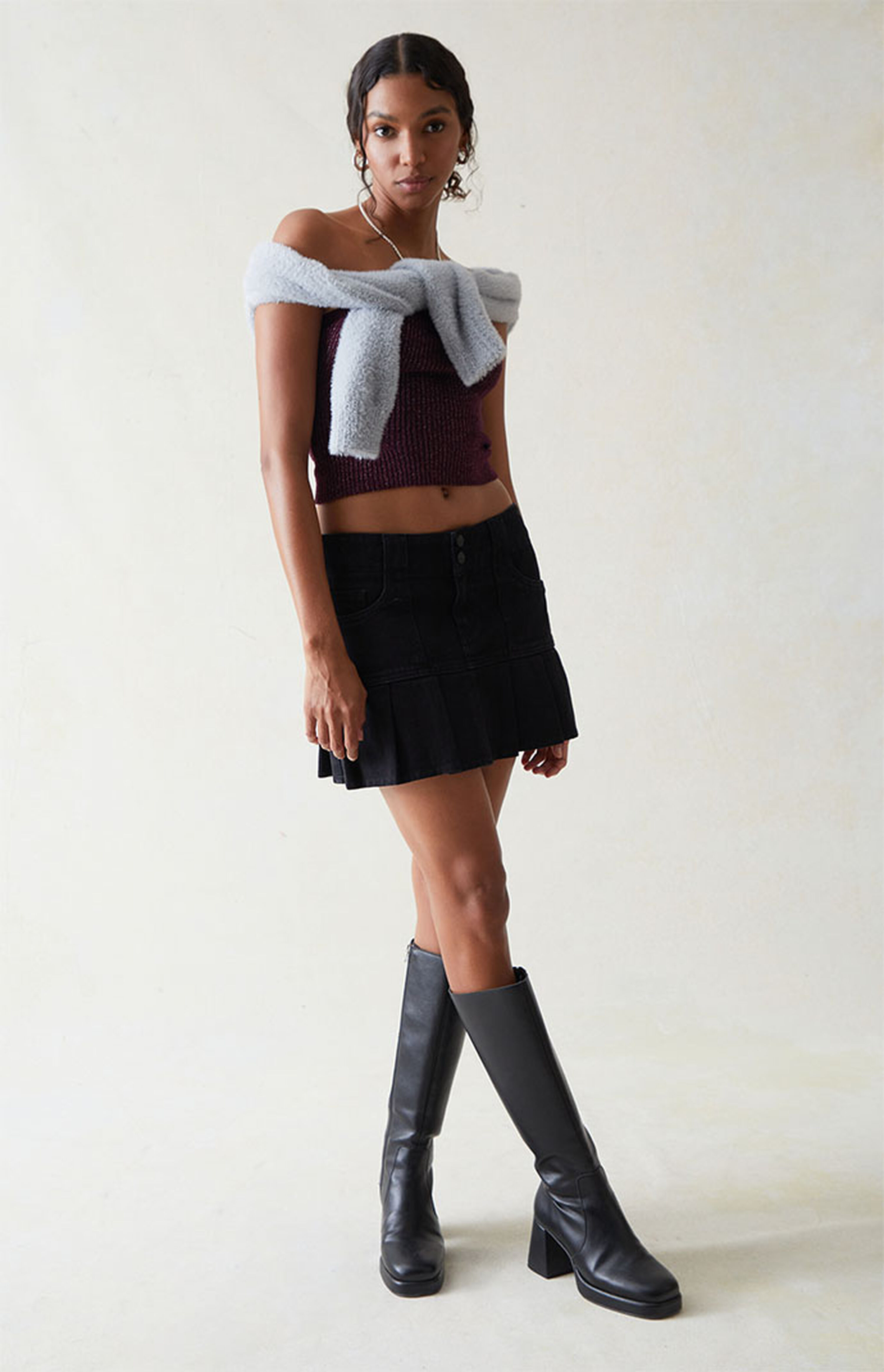 PacSun Black Low Rise Pleated Mini Skirt | PacSun