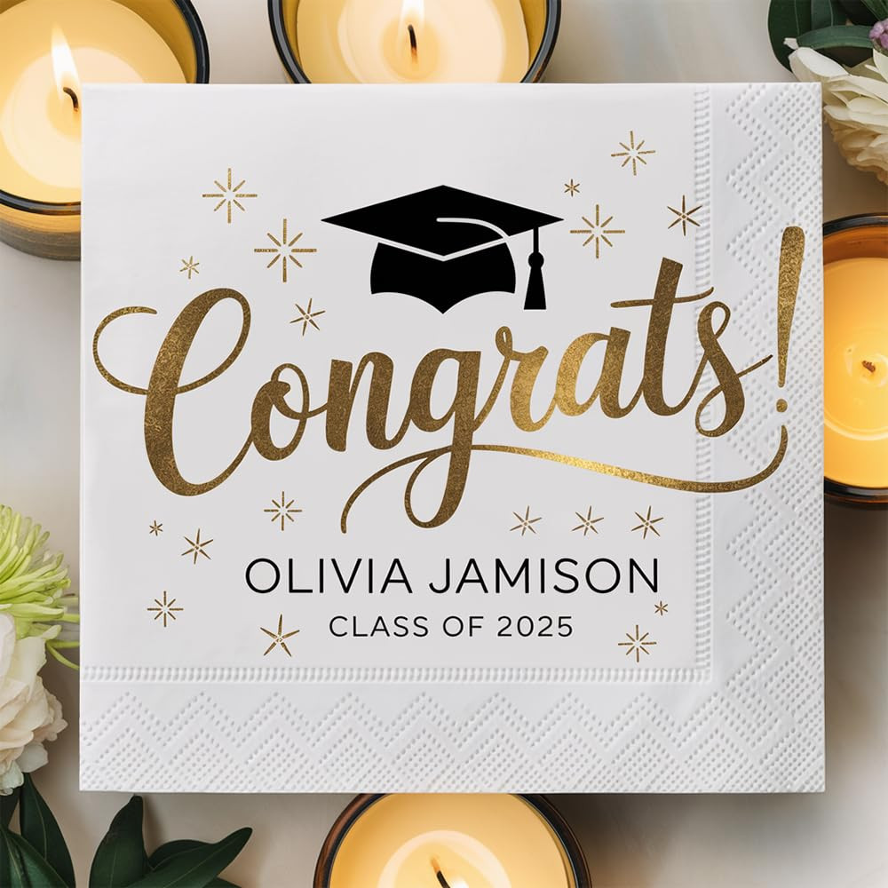 Personalized Graduation Party Disposable Napkins, Custom Grad Party Decor, Class Of 2025, Cocktai... | Amazon (US)