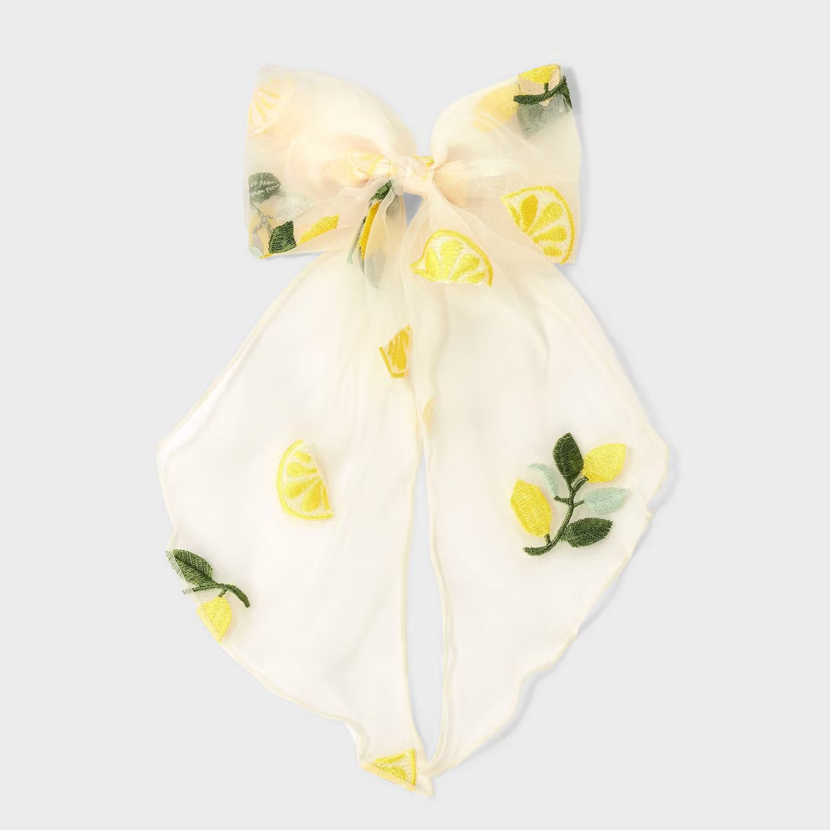 Chiffon Lemon Bow Hair Barrette - A New Day™ Ivory/Yellow | Target