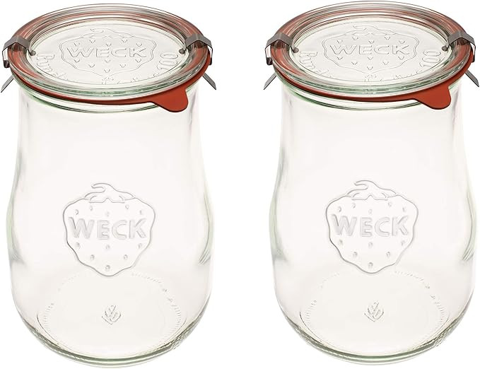 59.2 fl. oz. Weck Tulip Jars 1.5 Liter - Sour Dough Starter - Starter Jar with Glass Lid Wide Mou... | Amazon (US)