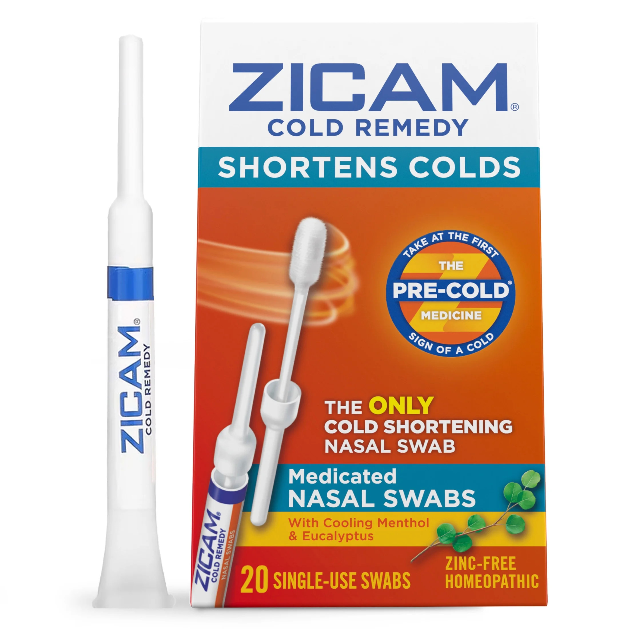 Zicam Cold Remedy Shortens Cold Medicated Nasal Swabs, with Cooling Menthol and Eucalyptus, Zinc-... | Walmart (US)