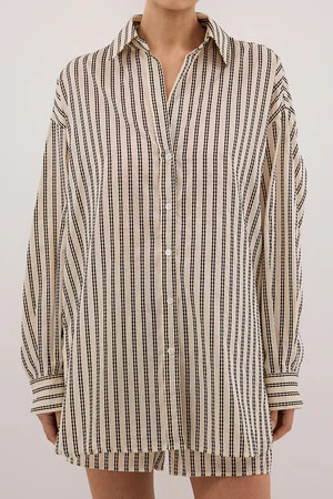ELLIE CREAM LONG SLEEVE STRIPE SHIRT | DISSH