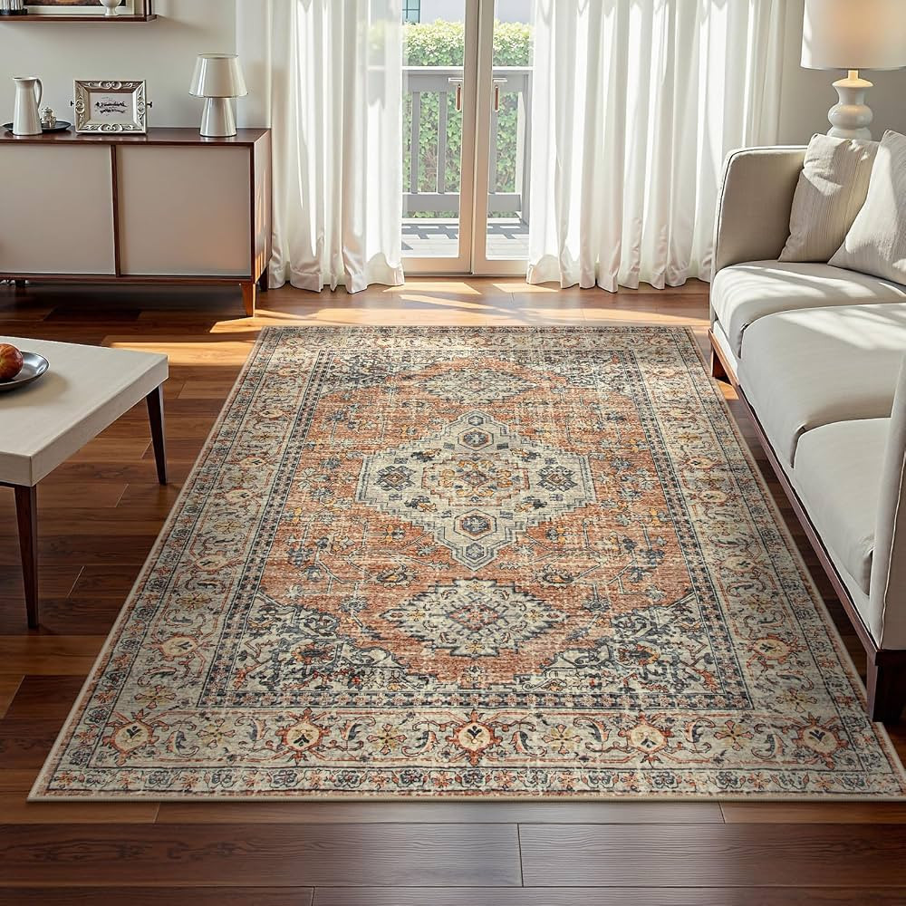 Lahome Oriental Washable Rugs 5x7, Soft 5x7 Rug for Bedroom Living Room, Ultra-Thin Non Slip Stai... | Amazon (US)