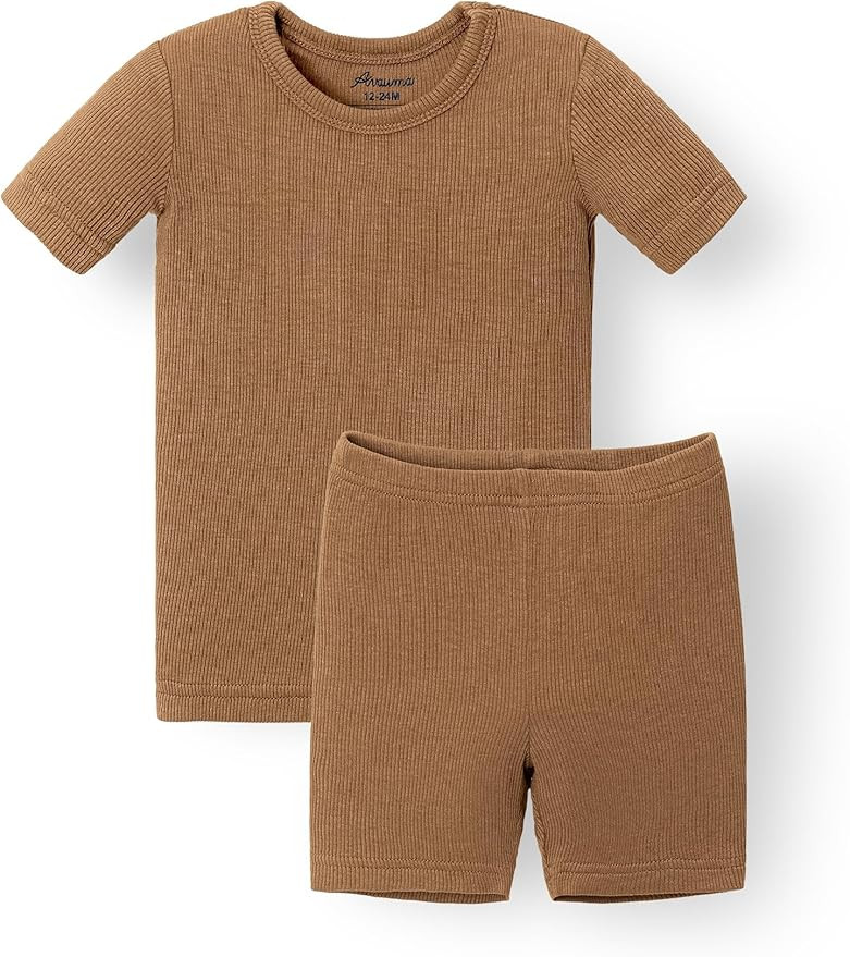 AVAUMA Toddler Short Pajamas Set 6M-10 Years Baby Boys Girls Kids Snug fit Ribbed Sleepwear pjs f... | Amazon (US)