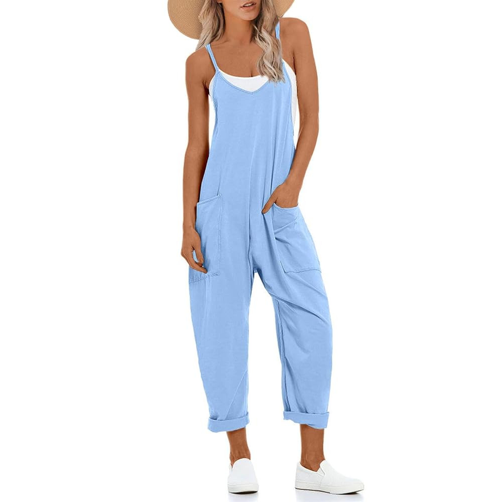 One Piece Jumpsuits for Women Casual Sleeveless Spaghetti Strap Rompers Summer Overalls Beach Vac... | Amazon (US)
