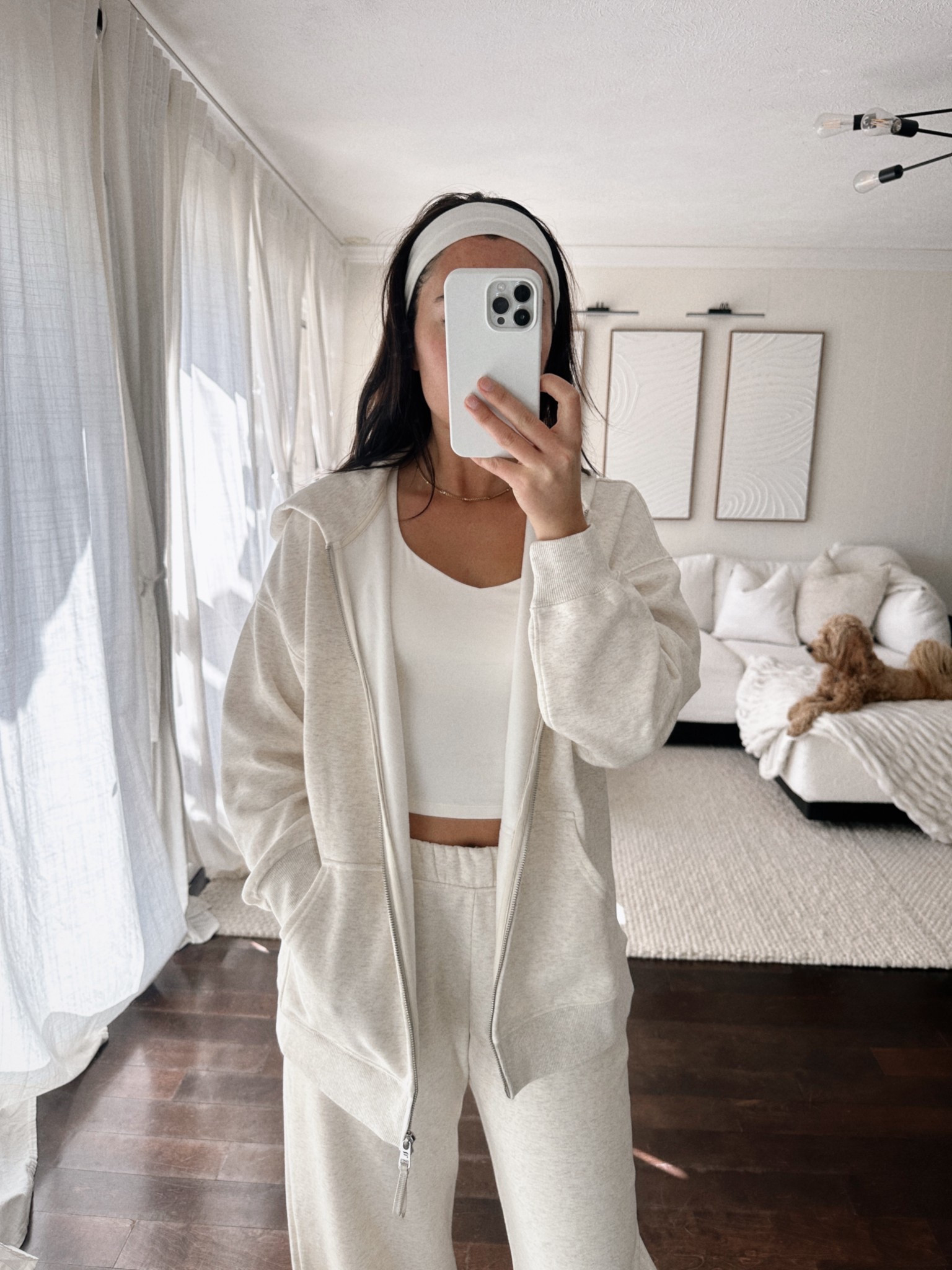 Fabletics cream joggers and oversized zip up hoodie 

#LTKActive