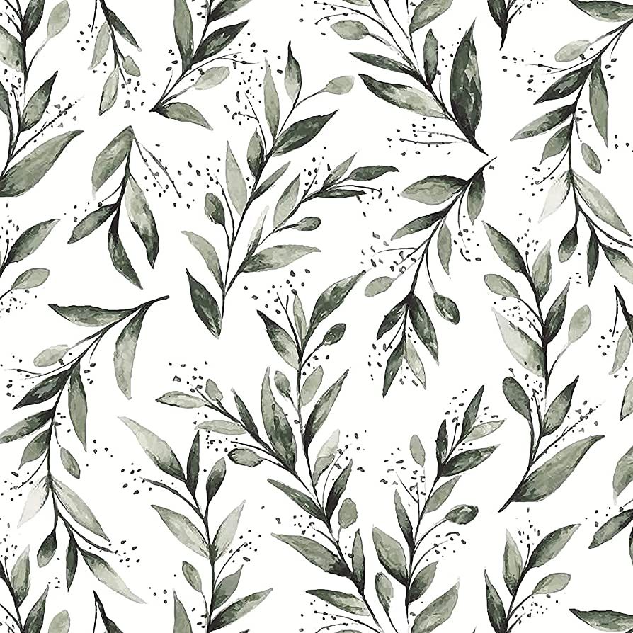 Livebor Olive Leaf Peel and Stick Wallpaper Floral Contact Paper Floral Wallpaper Peel and Stick ... | Amazon (US)