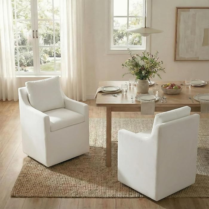 KISLOT Upholstered Dining Chairs Set of 2, Modern Dining Room Chairs with Casters & Washable Cove... | Amazon (US)
