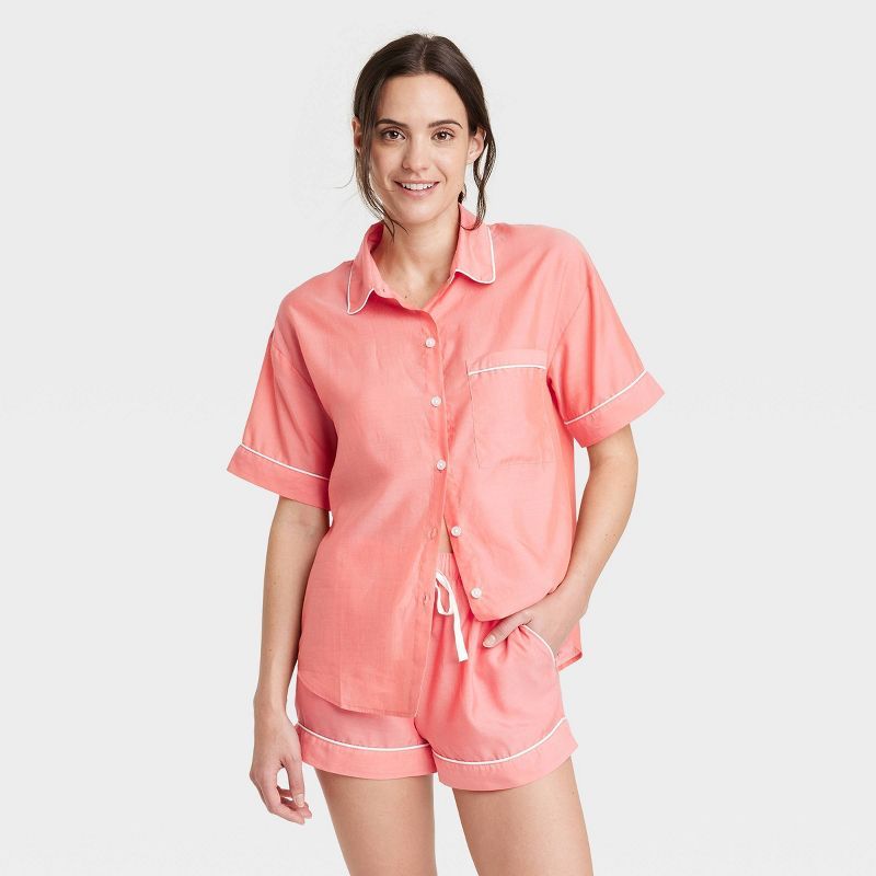 Women's Simply Cool Short Sleeve Notch Collar Top - Stars Above™ | Target