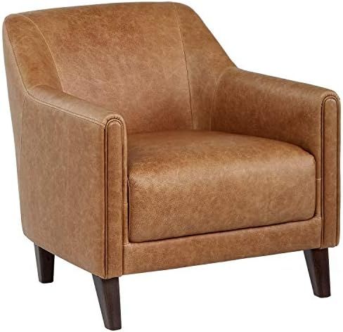 Amazon Brand – Stone & Beam Grover Modern Living Room Accent Chair, 30"W, Cognac Leather | Amazon (US)