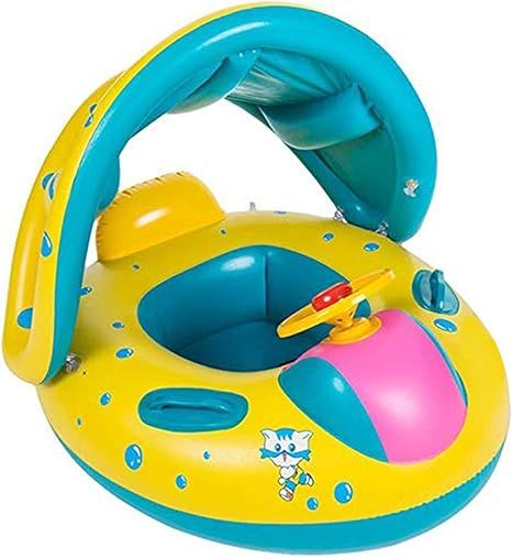 Wishliker Inflatable Baby Toddler Pool Float Swimming Ring with Sun Canopy for The Age 6-36 Month... | Amazon (US)