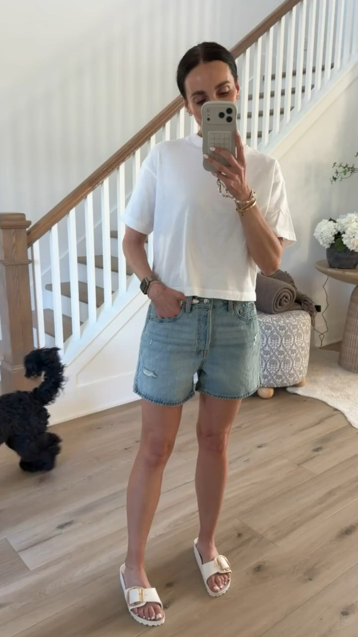 Agolde inspired shorts from Target on sale, 20% off. size down, I'm wearing size 2.

designer inspired, denim shorts, casual style, summer outfits 2026, target finds, annabrstyle

#LTKSaleAlert