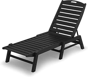 POLYWOOD NAC2280BL Nautical Patio Chaise, Black | Amazon (US)