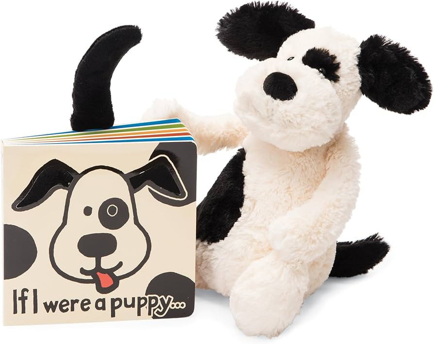 Jellycat If I were a Puppy Board Book and Bashful Black and Cream Puppy Stuffed Animal | Amazon (US)