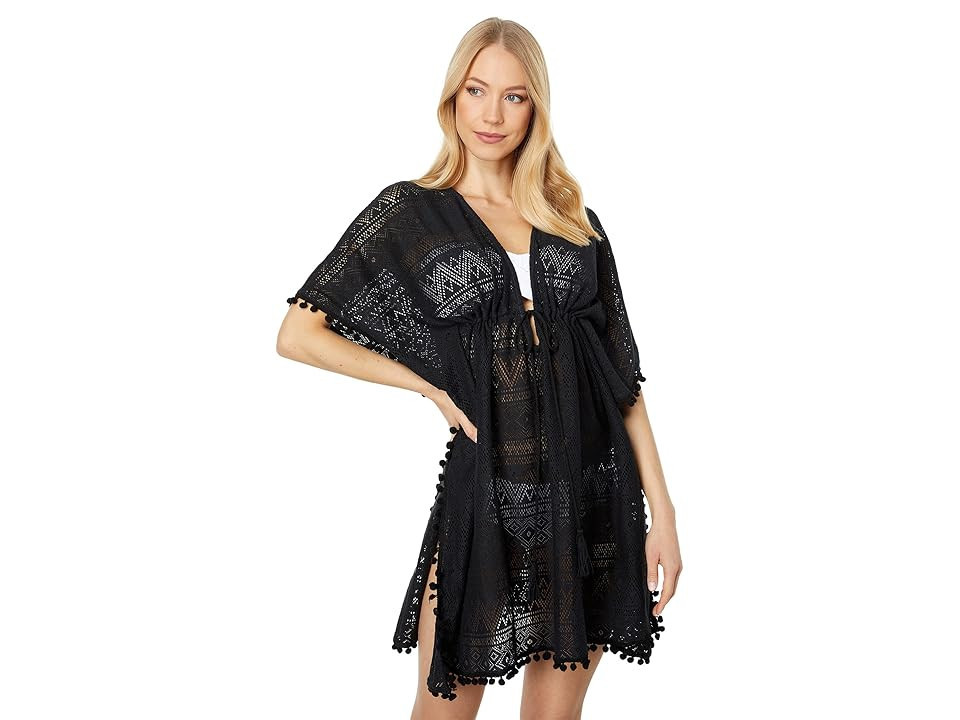 America & Beyond Summer in France Beach Cover-Up Women's Swimwear Black : LG, Cotton/Lace | Zappos