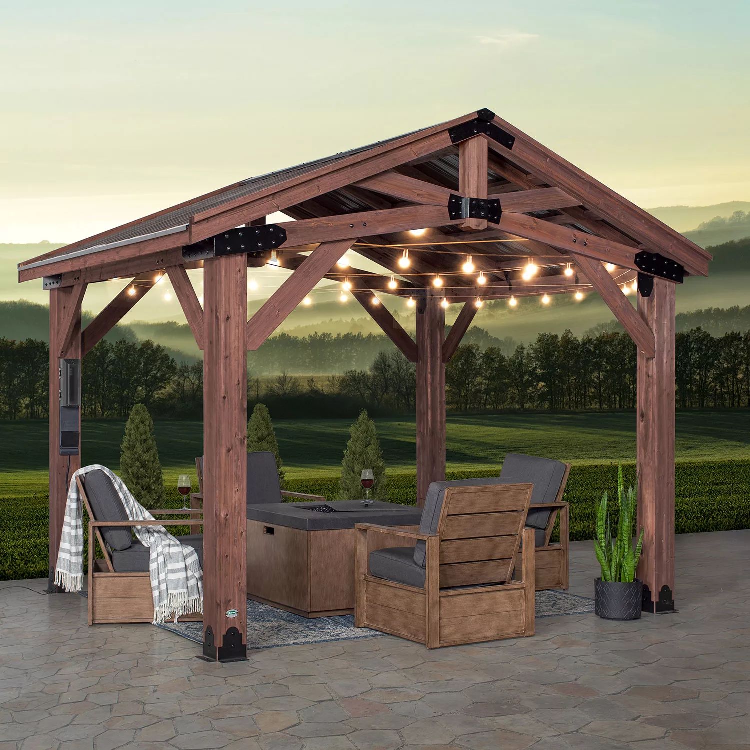 Backyard Discovery 12' x 10' Brindlewood Gazebo with Electric | Sam's Club