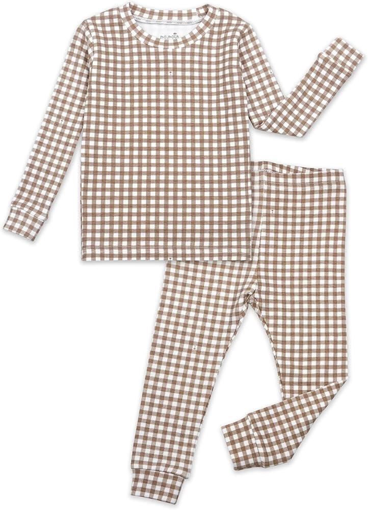 moimoln Baby Toddler Pajama Set Snug-Fit Cotton Modal Sleepwear, Leopard, Check & Solid Mix (6M-8... | Amazon (US)