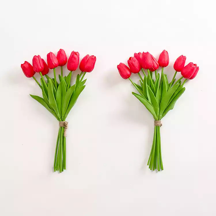 New! Red Real Touch Tulip Bouquets, Set of 2 | Kirkland's Home