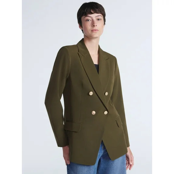 Scoop Women's Slim Fit Double Breasted Blazer, Sizes XS-XXL | Walmart (US)