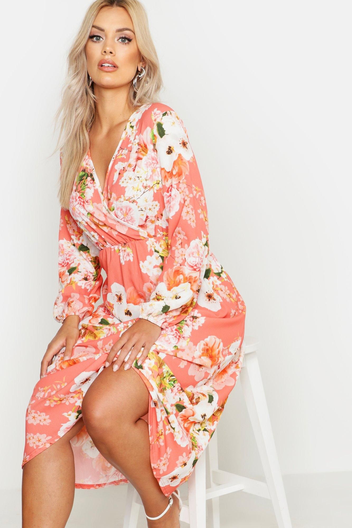 Plus Floral Midi Dress | Boohoo.com (UK & IE)